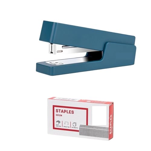 Hefter mit 1000 Stück Heftklammern 24/6 26/6 Modehefter for Schreibwaren, Bürozubehör, Schulbedarf Heftgerät(Blue With Staple) von ZWCSHUU