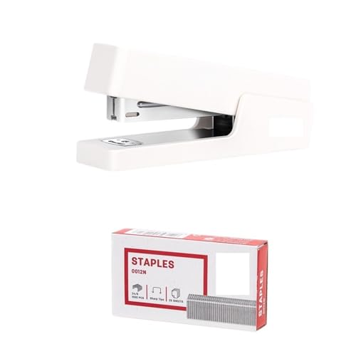 Hefter mit 1000 Stück Heftklammern 24/6 26/6 Modehefter for Schreibwaren, Bürozubehör, Schulbedarf Heftgerät(White With Staple) von ZWCSHUU
