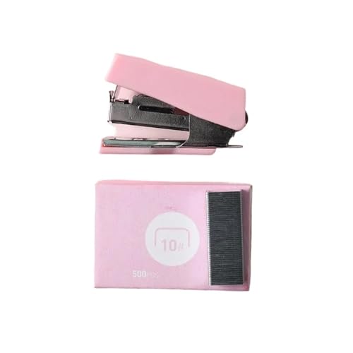 Mini-Farbhefter-Set, Bürohandbuch, Bindewerkzeuge, Metallhefter-Set, Schreibwaren, Schulbedarf Heftgerät(Pink) von ZWCSHUU