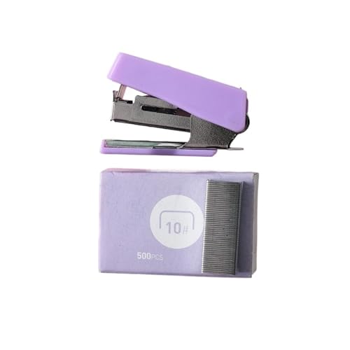 Mini-Farbhefter-Set, Bürohandbuch, Bindewerkzeuge, Metallhefter-Set, Schreibwaren, Schulbedarf Heftgerät(Purple) von ZWCSHUU