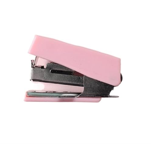 Mini-Hefter mit 500 Heftklammern, bonbonfarbenes Metall-Hefter-Set, Mini-Binder, Büro-Bindemaschine Heftgerät(Pink) von ZWCSHUU