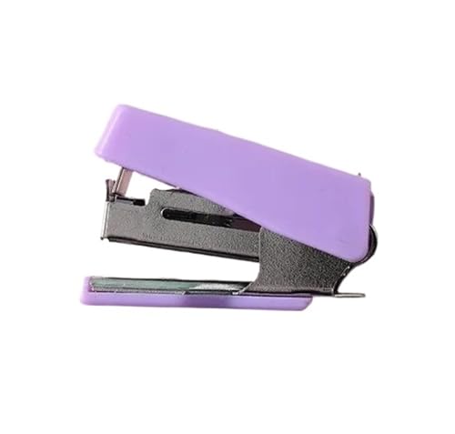 Mini-Hefter mit 500 Heftklammern, bonbonfarbenes Metall-Hefter-Set, Mini-Binder, Büro-Bindemaschine Heftgerät(Purple) von ZWCSHUU