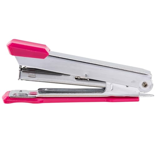 Mini-Heftgerät aus Metall, langlebig, modisch, farbig, mit tragbarem, kompaktem Schreibwaren- und Bürobedarf Heftgerät(Pink) von ZWCSHUU