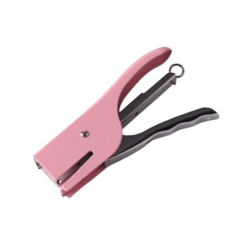 Robuster Hefter aus Metall, praktisches Bindezubehör, 16 Blatt Kapazität, Zangenhefter, Bonbonfarbe, keine Heftklammern, Büroklammer Heftgerät(Pink) von ZWCSHUU