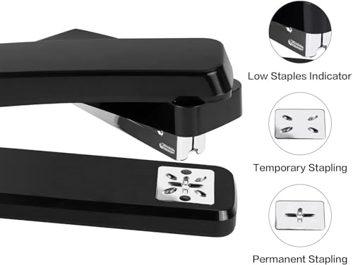 Schwenkarm-Schwenkhefter, 25 Blatt Kapazität, um 360 Grad drehbarer Desktop-Hefter for Broschüren- oder Buchbindung, Schwarz Heftgerät(Black) von ZWCSHUU