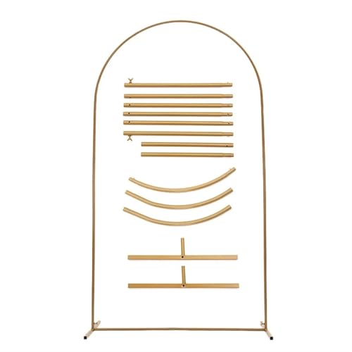 ZWCSHUU Beliebte Bogenständer Gold/Weiß Blumenballonstütze gebogen Hochzeit Bühnenhintergrund Willkommensdekoration Ballonbogen Gestell(65x150cm) von ZWCSHUU