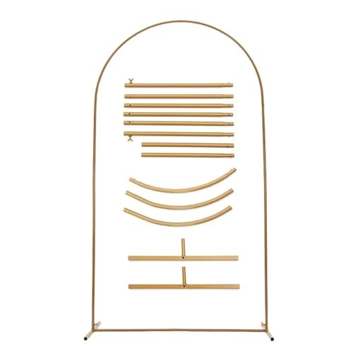ZWCSHUU Goldener Bogenrahmen Hochzeitsfestdekoration Hintergrundständer Gewölbte Rundrohrhalterung Ballon Kit Display Hintergrund Ballonbogen Gestell(6.6ft(200cm)) von ZWCSHUU