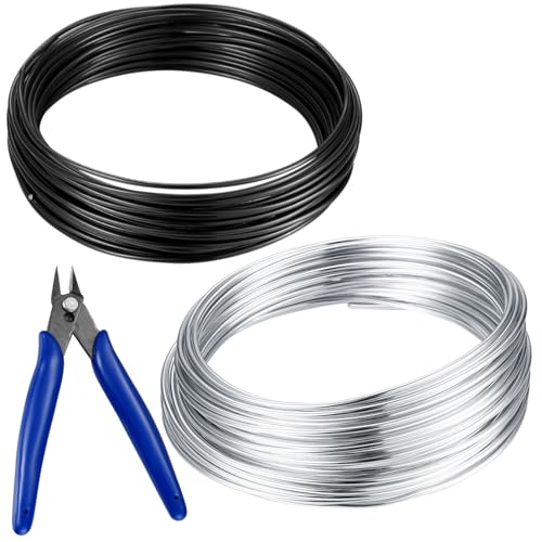 1 Rollen Basteldraht zum Basteln, Basteldraht,Aluminiumdraht,Schmuckdraht, Bindedraht für DIY Modellbau Bastel Draht, Florist Craft Schmuckdraht, mit Pinzette (schwarz,Silber, 2mm*10m) von ZWFSDM