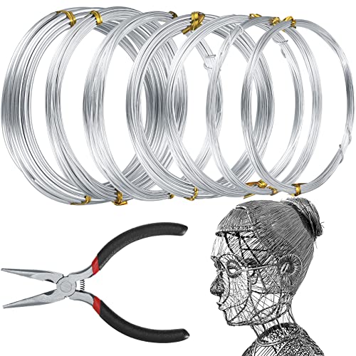 1 Rollen Basteldraht zum Basteln, Basteldraht,Aluminiumdraht,Schmuckdraht, Bindedraht für DIY Modellbau Bastel Draht, Florist Craft Schmuckdraht, mit Pinzette (Silber, 0.8/1/1.2/1.5/2/3mm*5m) von ZWFSDM