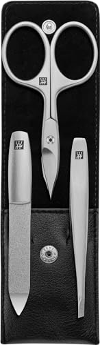 Zwilling Twinox Maniküre Nagel-Set 3teilig Pediküre Pflege Reise Hände Füße Mann Frau Nappaleder Druckknopf Nagelschere Pinzette Nagelfeile schwarz 97266-004-0 von ZWILLING
