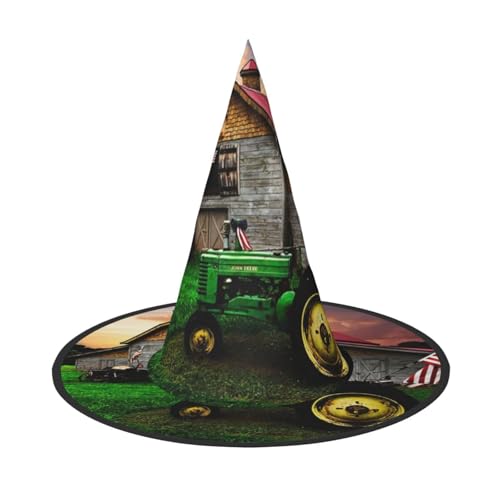 ZWLPNZZD (Alter Traktor Foto Bauernhof) Bedruckter faltbarer Halloween-Hut Urlaub Kostüm Kappe Cosplay Party Hexenhüte 1 von ZWLPNZZD