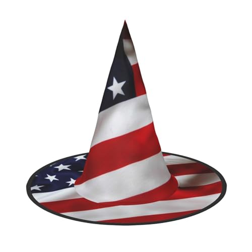 ZWLPNZZD (Amerikanische Flagge) Bedruckter faltbarer Halloween-Hut Urlaub Kostüm Kappe Cosplay Party Hexenhüte 2 Stück von ZWLPNZZD