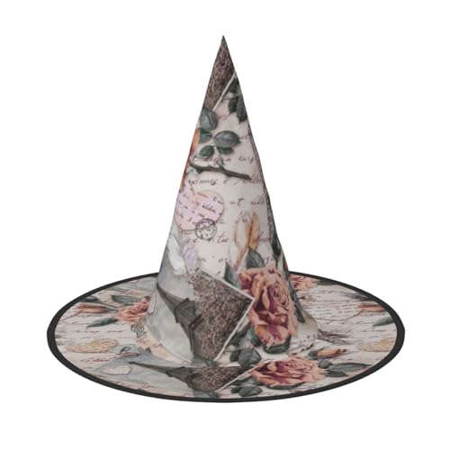 ZWLPNZZD (Blume Paris Eiffelturm) bedruckter faltbarer Halloween-Hut Urlaub Kostüm Kappe Cosplay Party Hexenhüte 3 Stück von ZWLPNZZD