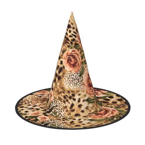 ZWLPNZZD (Gestreifter Leopardenmuster) bedruckter faltbarer Halloween-Hut Urlaub Kostüm Kappe Cosplay Party Hexenhüte 2 Stück von ZWLPNZZD