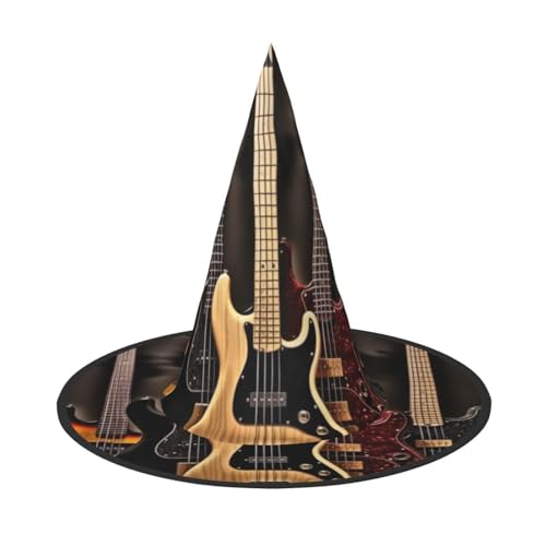ZWLPNZZD (Gitarre Bass Musik Musikinstrumente) Bedruckter faltbarer Halloween-Hut Urlaub Kostüm Kappe Cosplay Party Hexenhüte 1 von ZWLPNZZD