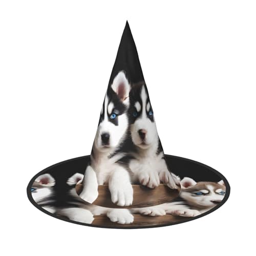 ZWLPNZZD (Husky Puppies Dogs) bedruckter faltbarer Halloween-Hut Urlaub Kostüm Kappe Cosplay Party Hexenhüte 1 von ZWLPNZZD