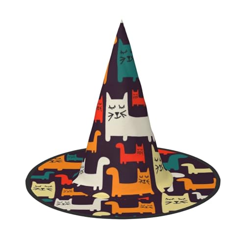 ZWLPNZZD (Katze) bedruckter faltbarer Halloween-Hut, Urlaub, Kostüm, Kappe, Cosplay, Party, Hexenhüte, 3 Stück von ZWLPNZZD