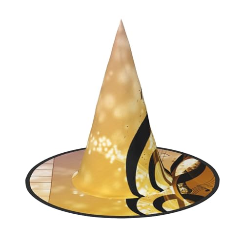 ZWLPNZZD (Klavier Violine Musiknoten) Bedruckter faltbarer Halloween-Hut Urlaub Kostüm Kappe Cosplay Party Hexenhüte 1 von ZWLPNZZD
