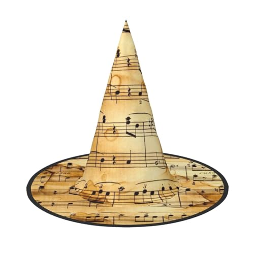 ZWLPNZZD (Musiknoten-Druck) Bedruckter faltbarer Halloween-Hut, Urlaub, Kostüm, Kappe, Cosplay, Party, Hexenhüte, 3 Stück von ZWLPNZZD