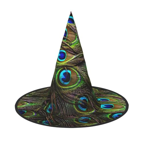 ZWLPNZZD (Pfauenfeder) bedruckter faltbarer Halloween-Hut, Urlaub, Kostüm, Kappe, Cosplay, Party, Hexenhüte, 3 Stück von ZWLPNZZD