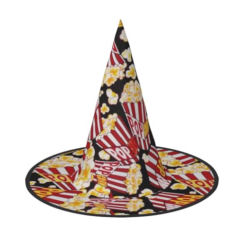 ZWLPNZZD (Popcorn-Druck) Bedruckter faltbarer Halloween-Hut Urlaub Kostüm Kappe Cosplay Party Hexenhüte 2 Stück von ZWLPNZZD