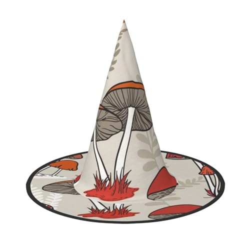ZWLPNZZD (Rote Pilze) bedruckter, faltbarer Halloween-Hut, Urlaub, Kostüm, Kappe, Cosplay, Party, Hexenhüte, 2 Stück von ZWLPNZZD