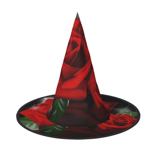 ZWLPNZZD (Rote Rosen), bedruckter, faltbarer Halloween-Hut, Urlaub, Kostüm, Kappe, Cosplay, Party, Hexenhüte, 2 Stück von ZWLPNZZD
