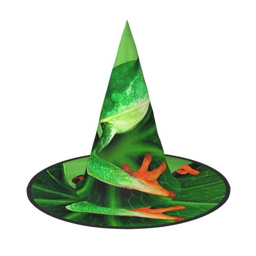 ZWLPNZZD (Süßer Frosch) bedruckter faltbarer Halloween-Hut Urlaub Kostüm Kappe Cosplay Party Hexenhüte 2 Stück von ZWLPNZZD