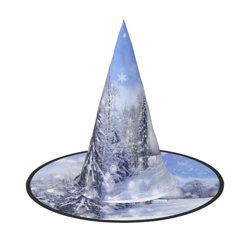ZWLPNZZD (Winterlandschaft) Bedruckter faltbarer Halloween-Hut Urlaub Kostüm Kappe Cosplay Party Hexenhüte 3 Stück von ZWLPNZZD