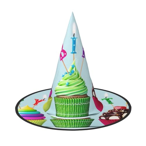 ZWLPNZZD Bunte "Happy Birthday-Cupcakes", bedruckt, faltbar, Halloween-Hut, Urlaub, Kostüm, Kappe, Cosplay, Party, Hexenhüte, 2 Stück ZWLPNZZD Bunte "Happy Birthday-Cupcakes", bedruckt, faltbar, Halloween-Hut, Urlaub, Kostüm, Kappe, Cosplay, Party, Hexenhüte, 2 Stück von ZWLPNZZD