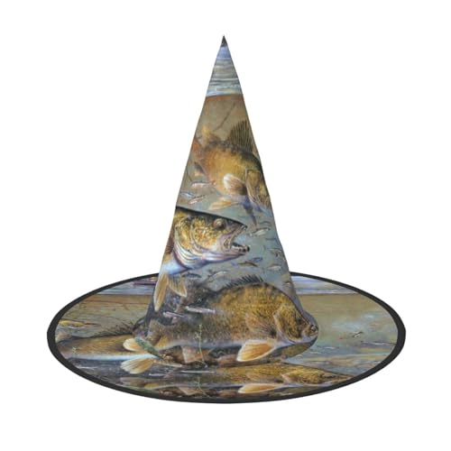 ZWLPNZZD Fischersee, Fischer, bedruckt, faltbar, Halloween, Urlaub, Kostüm, Kappe, Cosplay, Party, Hexenhüte 1 von ZWLPNZZD