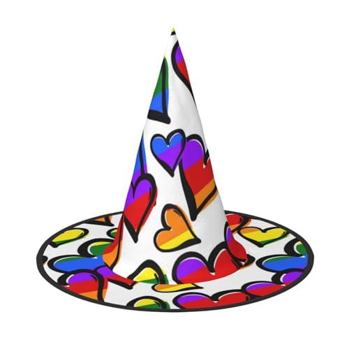 ZWLPNZZD Regenbogenfarbene Gay-Pride-Herzen, bedruckter faltbarer Halloween-Hut, Urlaub, Kostüm, Kappe, Cosplay, Party, Hexenhüte, 2 Stück ZWLPNZZD Regenbogenfarbene Gay-Pride-Herzen, bedruckter faltbarer Halloween-Hut, Urlaub, Kostüm, Kappe, Cosplay, Party, Hexenhüte, 2 Stück von ZWLPNZZD