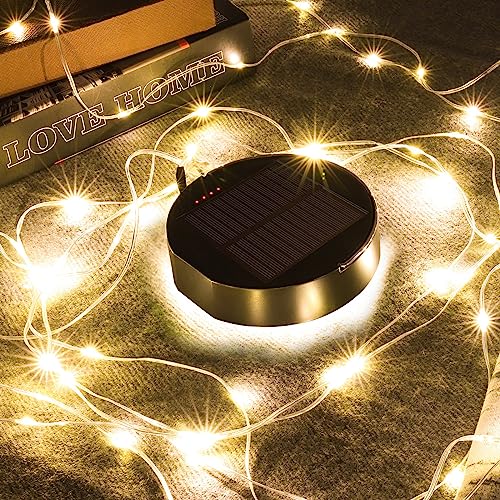 ZWOOS Solar Campinglampe mit 8M 80 LED Lichterkette【400 lm, IP44, bis zu 12h Leuchtdauer 】 Wiederaufladbarer USB-Akku -Outdoor Lampe - Ideal für Camping, Zeltbeleuchtung,Terrassendekoration von ZWOOS