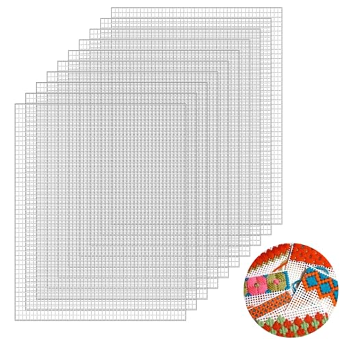 10 Stück Kunststoffgitter, 30x20cm Kunststoff Kreuzstich Meshstoff, Weiß Plastic Canvas Sheets, Kunststoff Leinwand, Kreuzstich Kunststoffgitter für Basteln, Nähprojekte, Handgemachte Bag von ZWQLZG