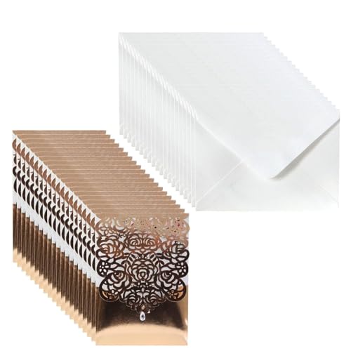 20 Stück hohle Rosen-Einladungskarten-Umschläge, Hochzeitseinladungen, Geburtstag, Mariage, Party-Dekorationen, reflektierender Gruß, Hochzeitseinladung, Karton und Umschläge von ZWTPGKRD