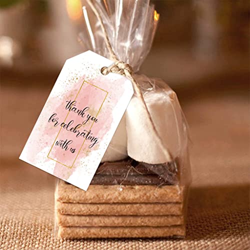 Dankeschön-Papieretiketten, mehrfarbig, Aquarelldruck, Etiketten mit Schnur für Hochzeit, Brautparty, Verpackung, Babyparty, 50 Stück von ZWTPGKRD