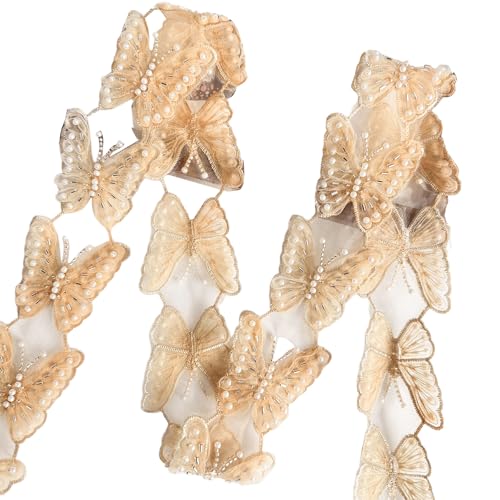 Elegante Pailletten-Schmetterling-Spitzenapplikationen, handgefertigte Dekoration, Perlen-Patches für modische Brautkleidung von ZWTPGKRD
