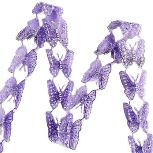 Elegante Pailletten-Schmetterling-Spitzenapplikationen, handgefertigte Dekoration, Perlen-Patches für modische Brautkleidung von ZWTPGKRD
