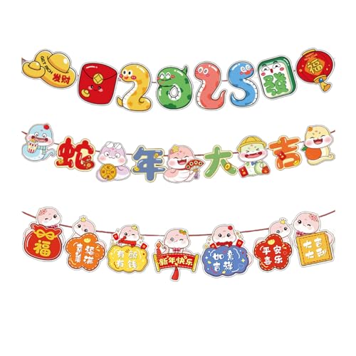 Elegantes Neujahrsbanner Set Frühlingsfest Papierzug Flaggen Hängende Ornament Cartoon Charaktere Girlanden für Tür Jahr der Schlange Partyzubehör von ZWTPGKRD