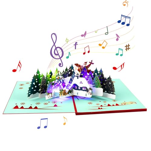 Festival-Weihnachtsgrußkarte, zarte beleuchtete Karte mit Musik für eine besondere Weihnachtsbotschaft, einzigartige Schreibwaren von ZWTPGKRD