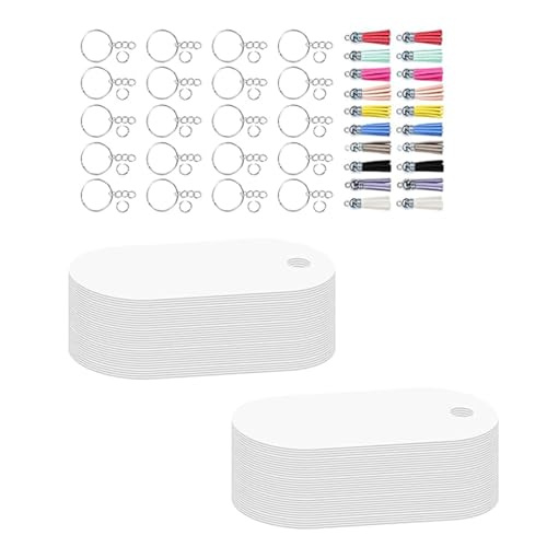 Großpackung mit 100 Sublimations-Schlüsselanhängern, Rohlinge mit Quasten und Biegeringen, handgefertigter Aluminium-Schlüsselanhänger-Anhänger Großpackung mit 100 Sublimations-Schlüsselanhängern, Rohlinge mit Quasten und Biegeringen, handgefertigter Aluminium-Schlüsselanhänger-Anhänger von ZWTPGKRD