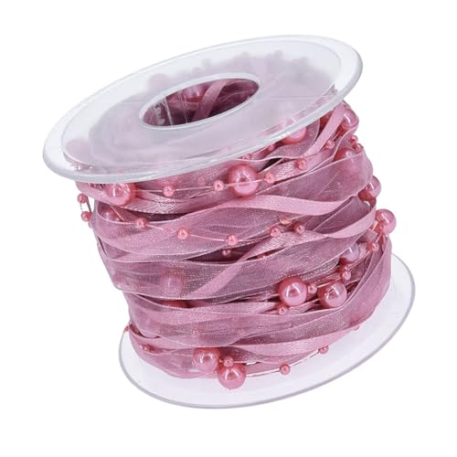 Mehrzweck-Satinband mit Perlen, Zubehör für Kartenherstellung und Blumenarrangements, Weiß, 10 mm breit von ZWTPGKRD