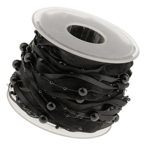 Mehrzweck-Satinband mit Perlen, Zubehör für Kartenherstellung und Blumenarrangements, Weiß, 10 mm breit von ZWTPGKRD