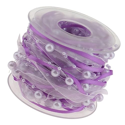 Mehrzweck-Satinband mit Perlen, Zubehör für Kartenherstellung und Blumenarrangements, Weiß, 10 mm breit von ZWTPGKRD