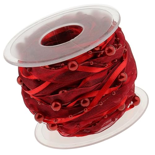 Mehrzweck-Satinband mit Perlen, Zubehör für Kartenherstellung und Blumenarrangements, Weiß, 10 mm breit von ZWTPGKRD