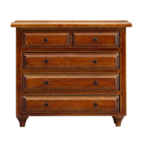 Miniatur-Kommode aus Holz, Kastanienholz, Maßstab 1/12, genaue Proportionen, antiker Schubladenschrank für realistische Puppenhäuser, Inneneinrichtung, antike Miniatur-Schubladenkommode von ZWTPGKRD