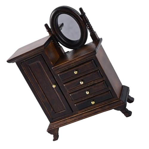 Miniatur Schminktisch Schublade für Puppenhäuser 1/16 Holz Kommode mit Schublade Realistischer Schminktisch Modell Möbel Puppenhäuser Zubehör von ZWTPGKRD