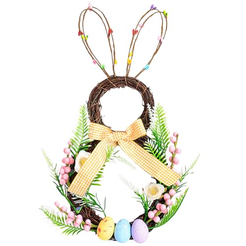 Runder Osterkranz mit pastellfarbenen Eiern, Haustür, hängende Frühlings-Anhänger, Fensterblumengirlanden für Feiern, Dekorationen, Ostereier-Girlanden von ZWTPGKRD