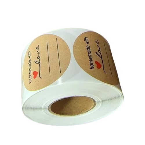 Selbstklebende Aufkleber mit Aufschrift "Homemade Love", runde Etiketten für Verpackung, Dekoration, Küche, Aufbewahrung und Bürobedarf, 500 Stück Selbstklebende Aufkleber mit Aufschrift "Homemade Love", runde Etiketten für Verpackung, Dekoration, Küche, Aufbewahrung und Bürobedarf, 500 Stück von ZWTPGKRD
