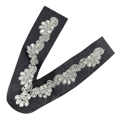 Strass-Applikationen mit Perlen, Blume, Netzstoff, V-Ausschnitt, Kragen, Applikationen für Brautkleid, Kleid, Kleidung, Zubehör Strass-Applikationen mit Perlen, Blume, Netzstoff, V-Ausschnitt, Kragen, Applikationen für Brautkleid, Kleid, Kleidung, Zubehör von ZWTPGKRD